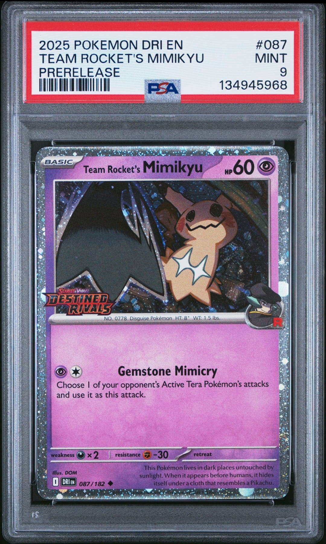 2025 Dri En-Destined Rivals Team Rocket's Mimikyu (PSA 9)